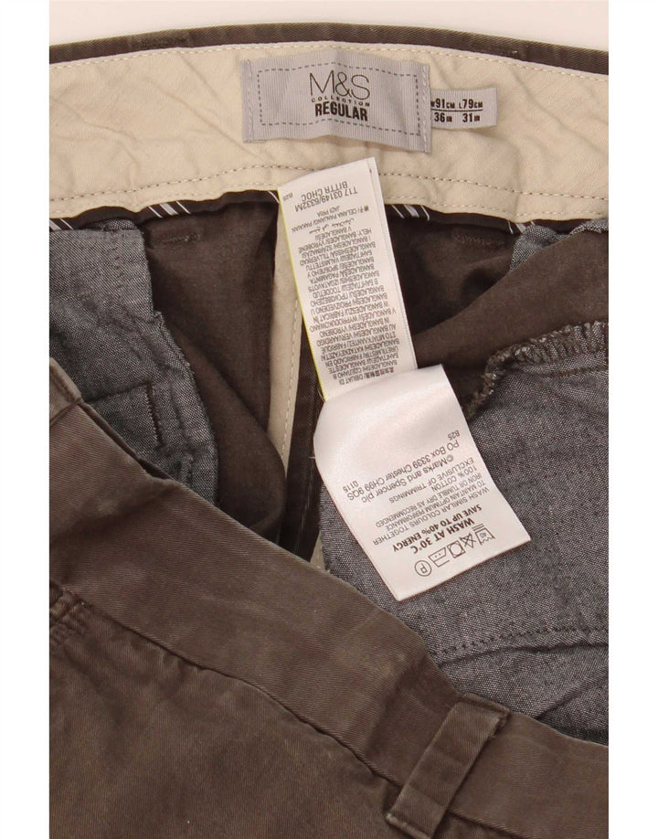 Pantaloni chino regolari da uomo Marks & Spencer W36 L31 cotone kaki