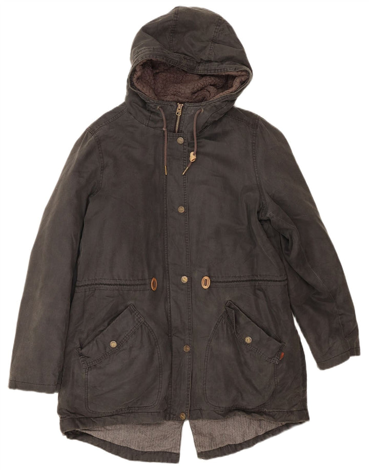 Giacca Parka con cappuccio da donna Fat Face UK 14 grande cotone grigio