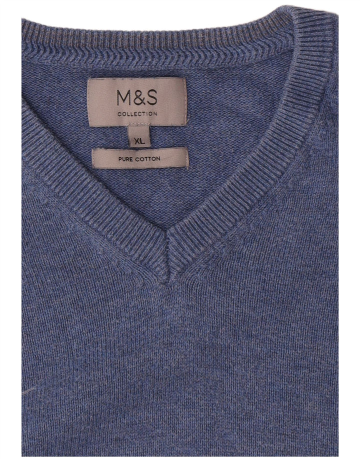 Maglione da uomo con scollo a V Marks & Spencer XL in cotone blu