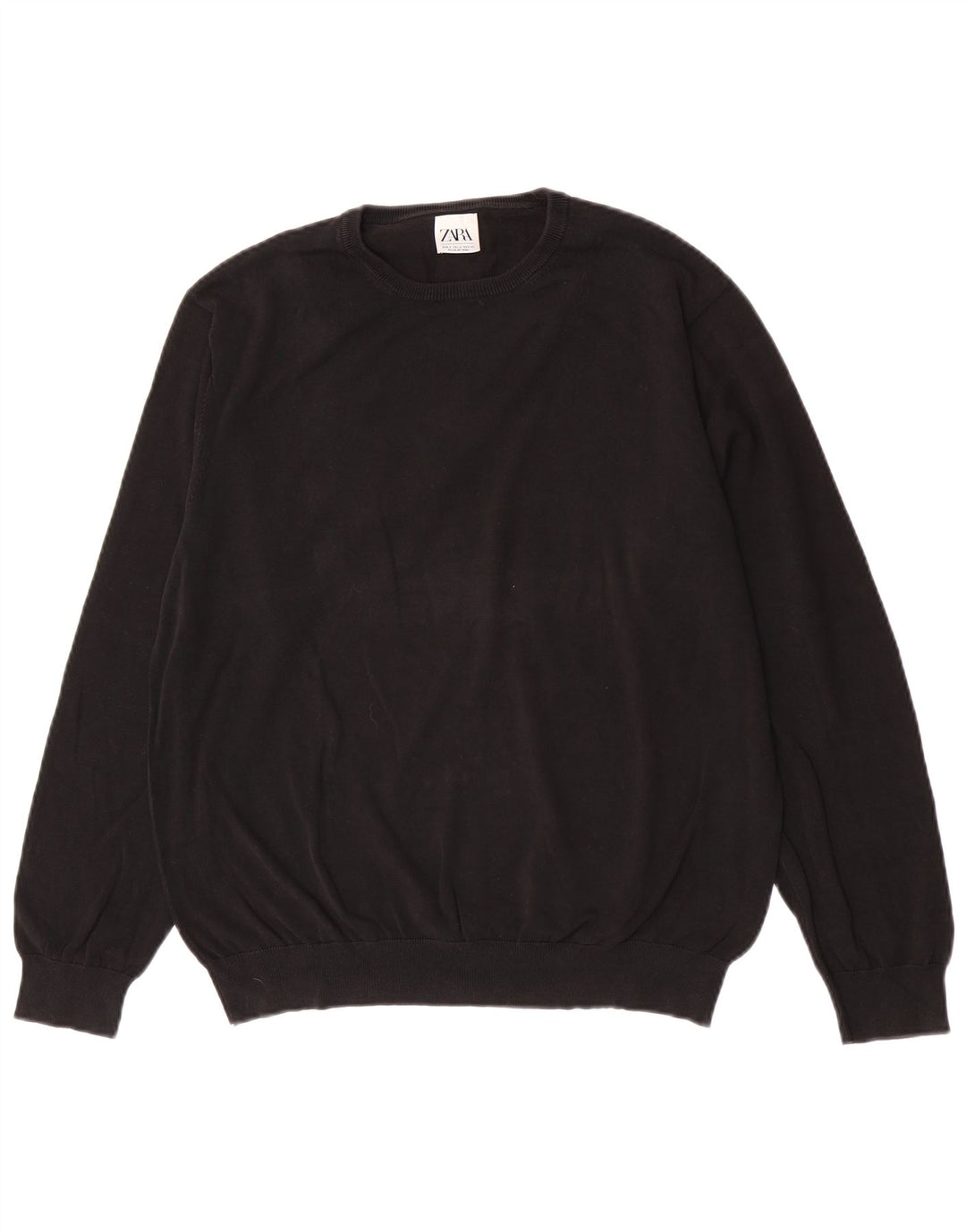 Maglione maglione girocollo da uomo Zara grande in cotone nero