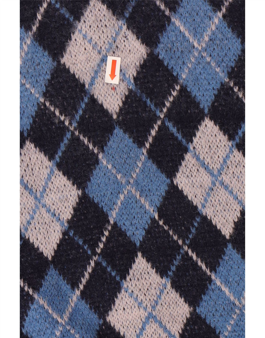 VINTAGE Mens Crew Neck Jumper Sweater Large Blue Argyle/Diamond Classic