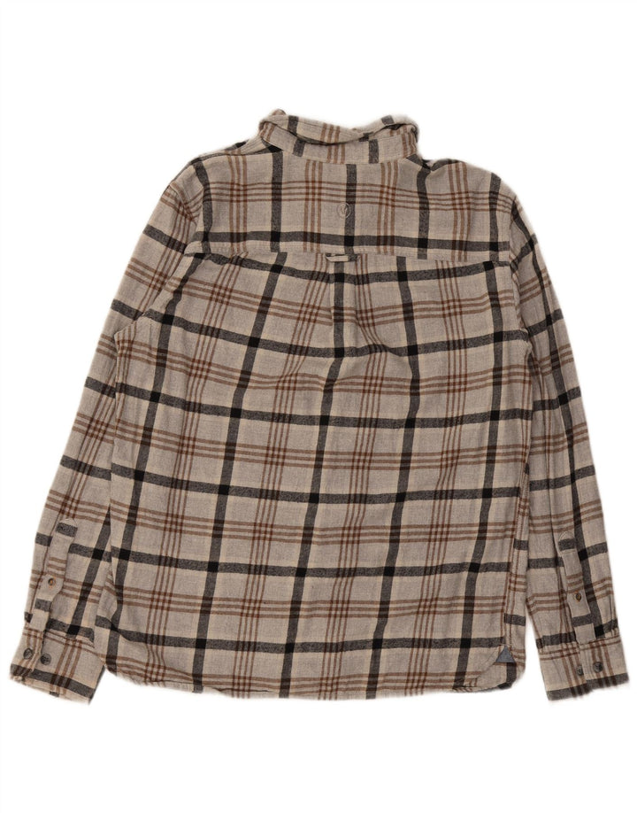 Fat Face Camicia da uomo in flanella dalla vestibilità regolare, grande cotone scozzese grigio