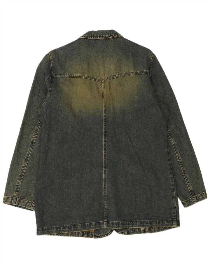 Giacca blazer in denim a 3 bottoni vintage da donna UK 14 grande cotone blu