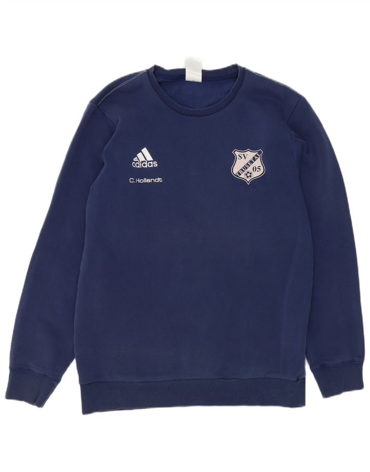 Felpa grafica da uomo Adidas Felpa media in cotone blu navy