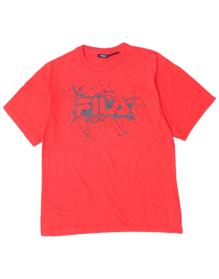 T-shirt grafica da uomo Fila Top grande in cotone rosso