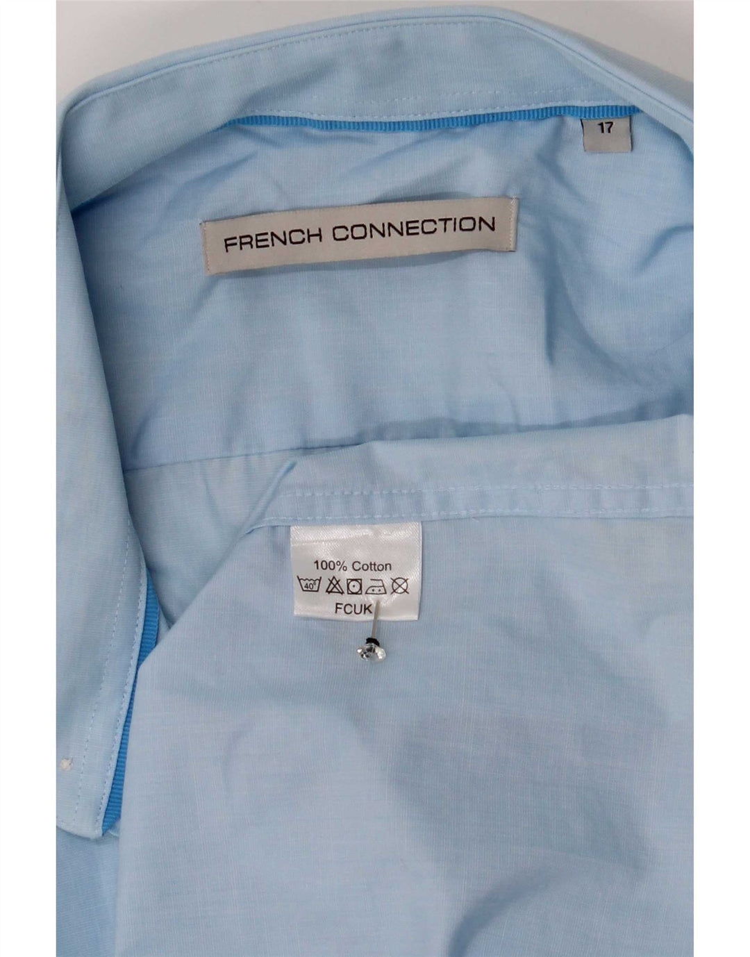 Camicia da uomo French Connection taglia 17 XL in cotone blu