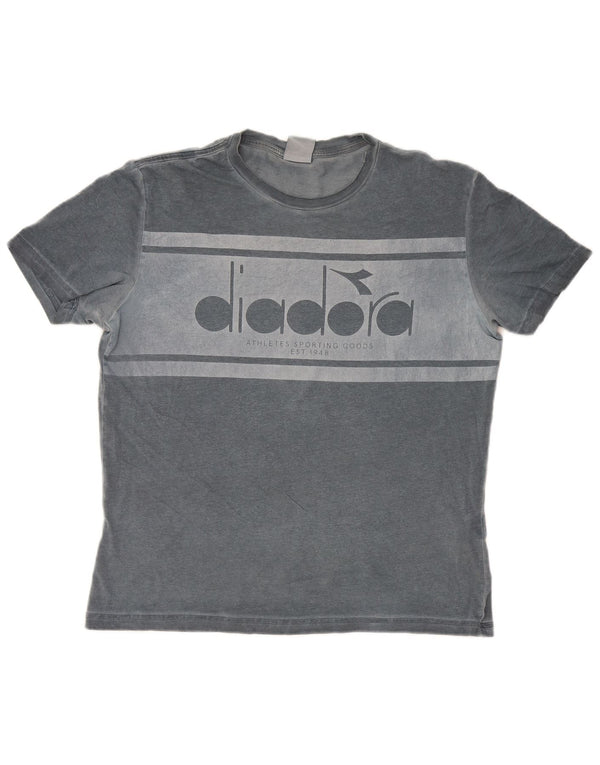 T-shirt grafica da uomo Diadora Top in cotone grigio medio