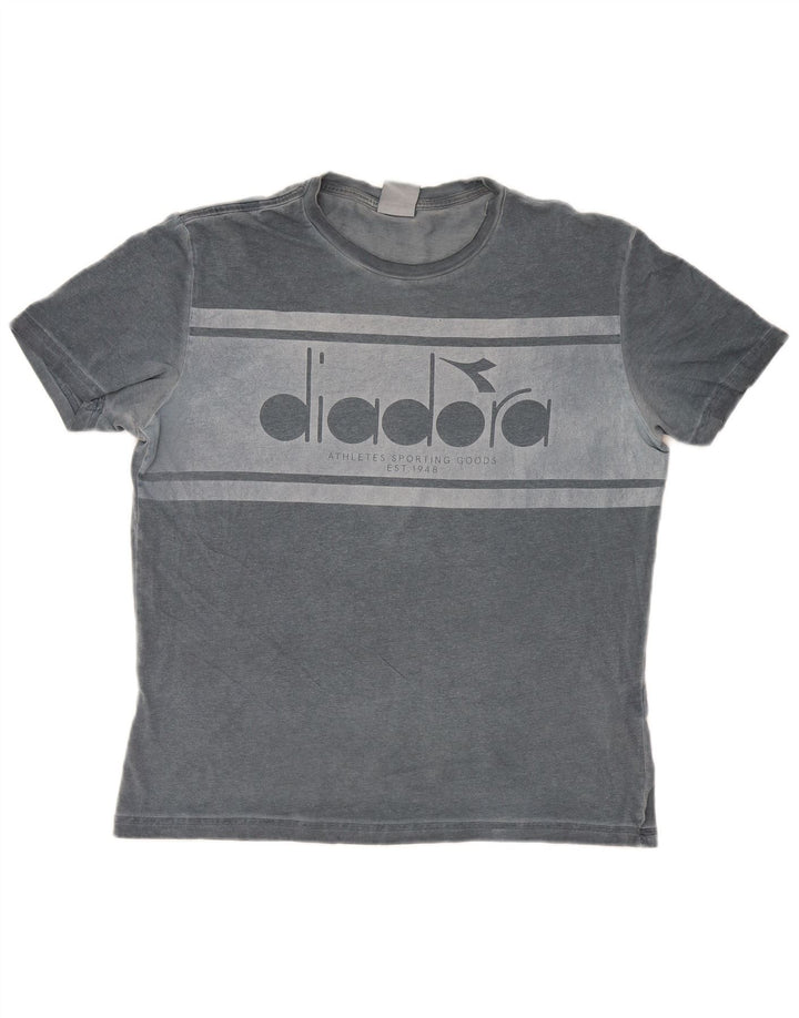T-shirt grafica da uomo Diadora Top in cotone grigio medio