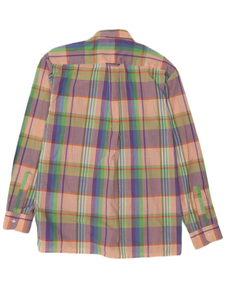 Camicia a quadri vintage da uomo in poliestere a quadri multicolore medio