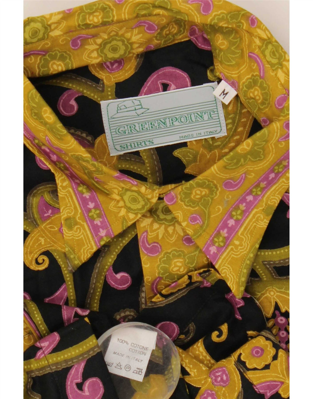 Camicia vintage da uomo a maniche corte in cotone cachemire nero medio