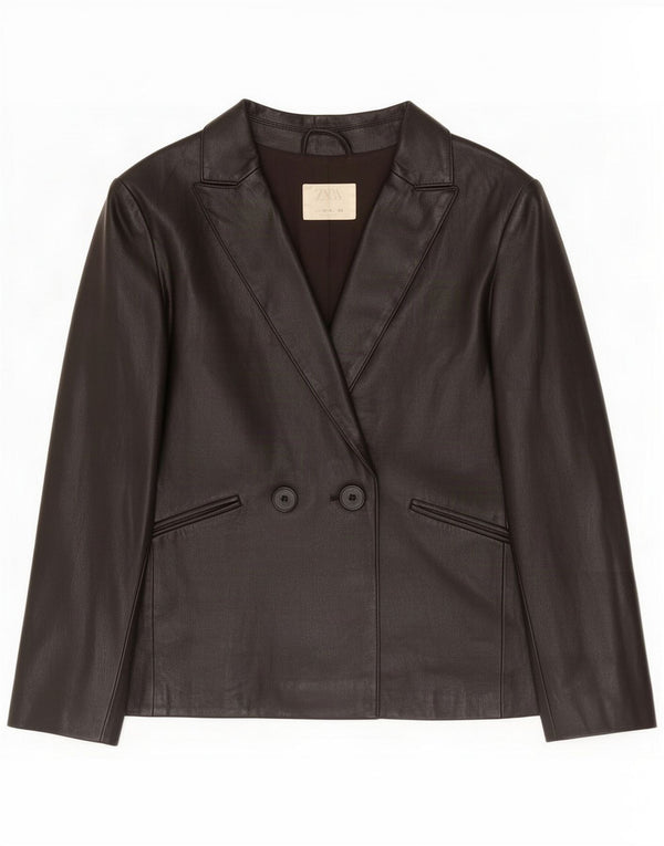 Zara Giacca blazer doppiopetto in ecopelle per ragazze 13-14 anni Nero