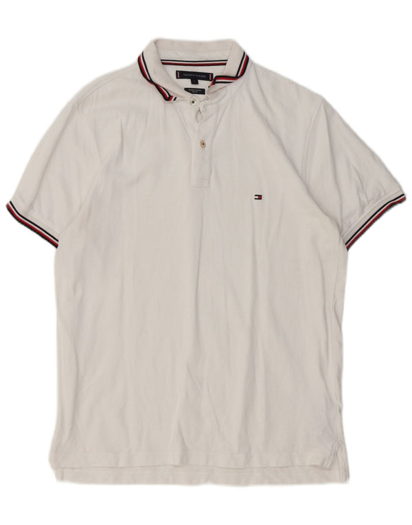 Polo slim fit da uomo Tommy Hilfiger grande in cotone bianco