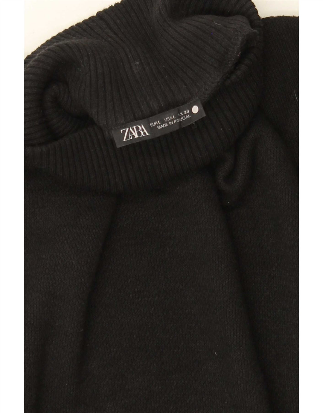 Maglione corto corto da donna Zara con collo dolcevita UK 14 grande nero