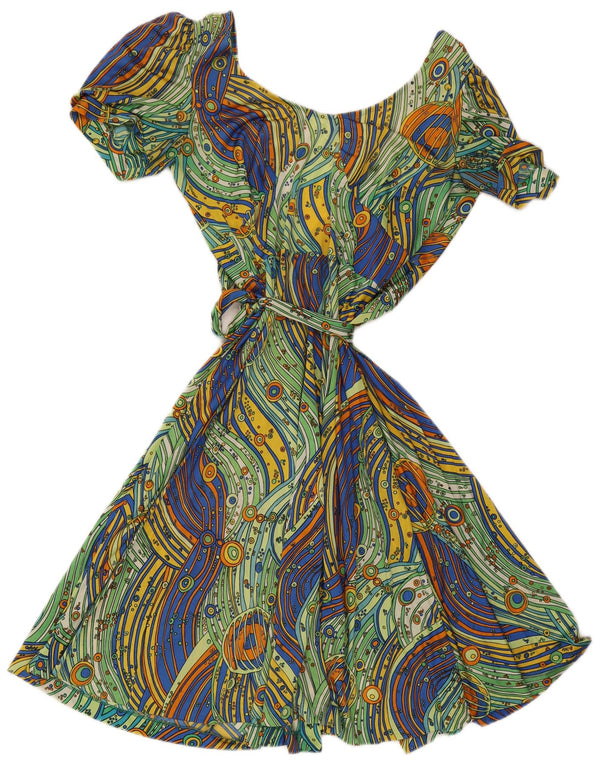 Abito vintage da donna a portafoglio IT 48 XL a righe multicolore