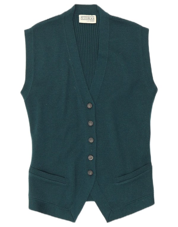 Gilet lavorato a maglia da donna Penny Black UK 14 Lana nuova verde medio