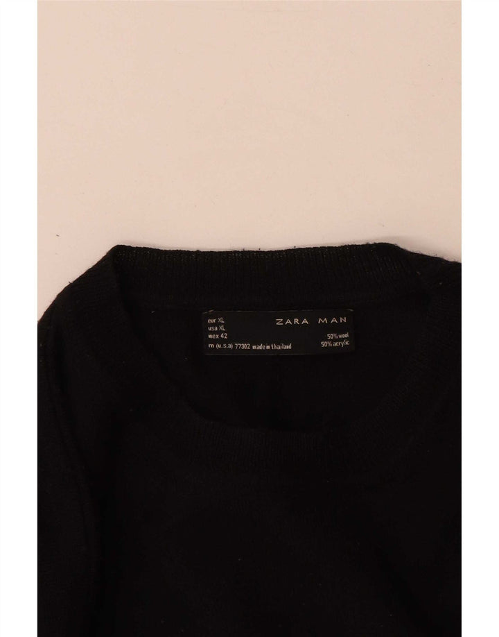 Maglione maglione girocollo da uomo Zara XL in lana nera