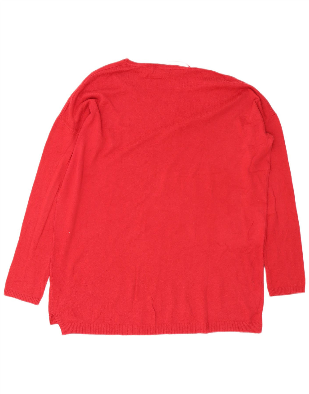 Maglione oversize con scollo a V da donna Zara UK 14 cotone rosso medio