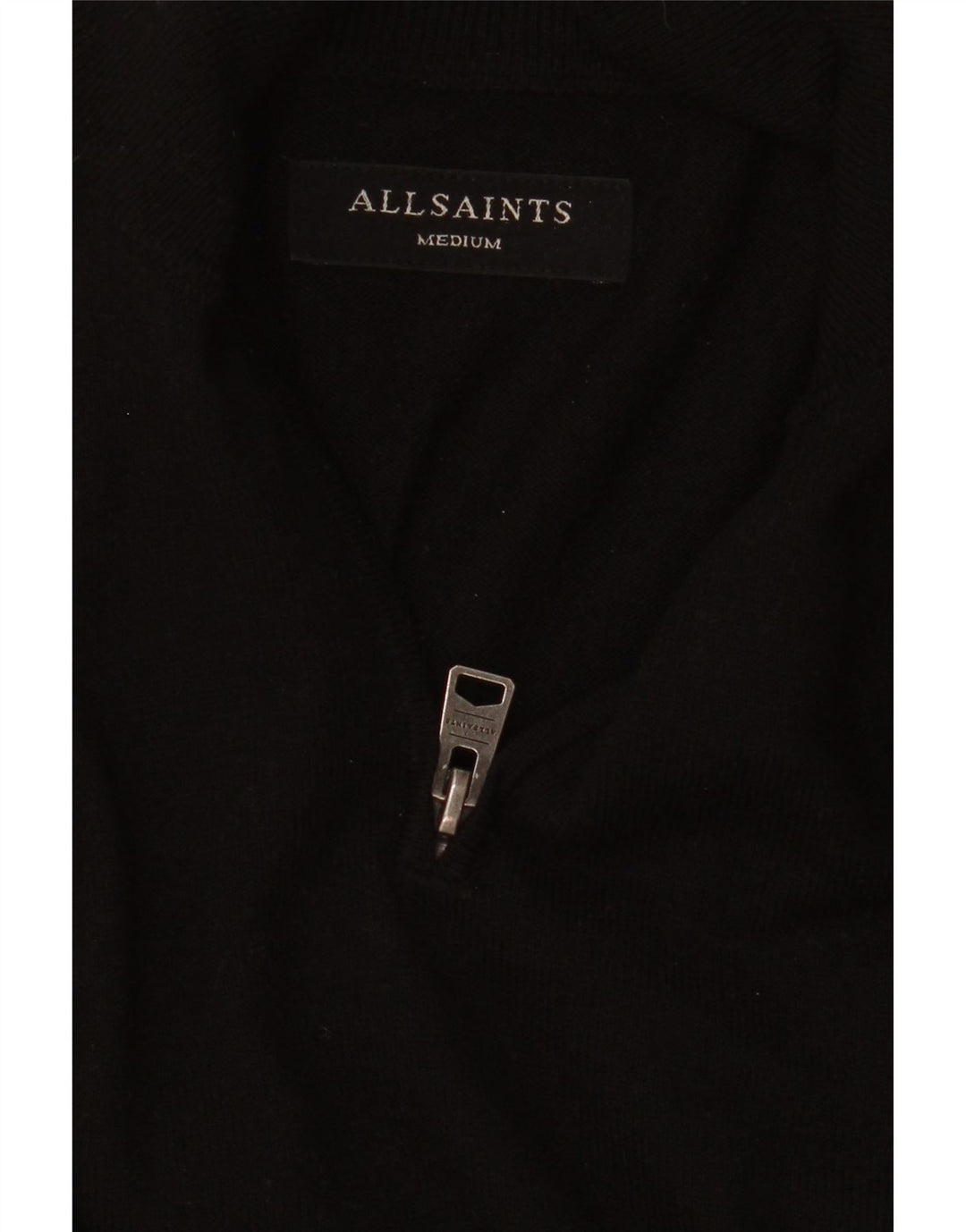 Maglione maglione con zip da uomo All Saints, nero medio