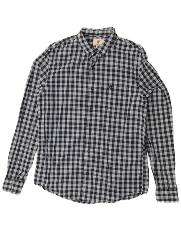 Camicia Timberland da uomo slim fit in cotone a quadretti blu navy medio