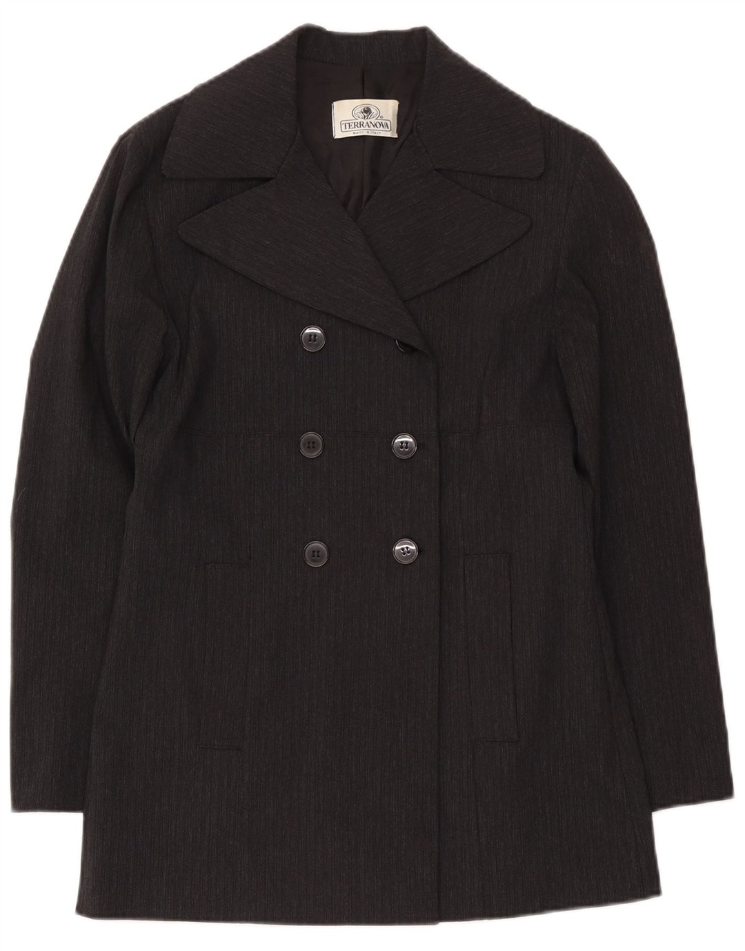 Cappotto da marinaio da donna Terranova UK 10 piccolo in viscosa a righe nere