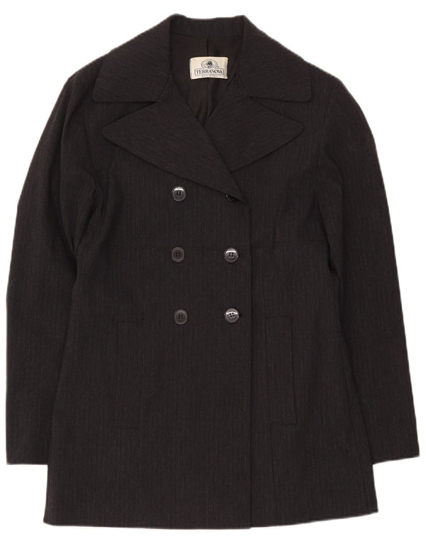 Cappotto da marinaio da donna Terranova UK 10 piccolo in viscosa a righe nere