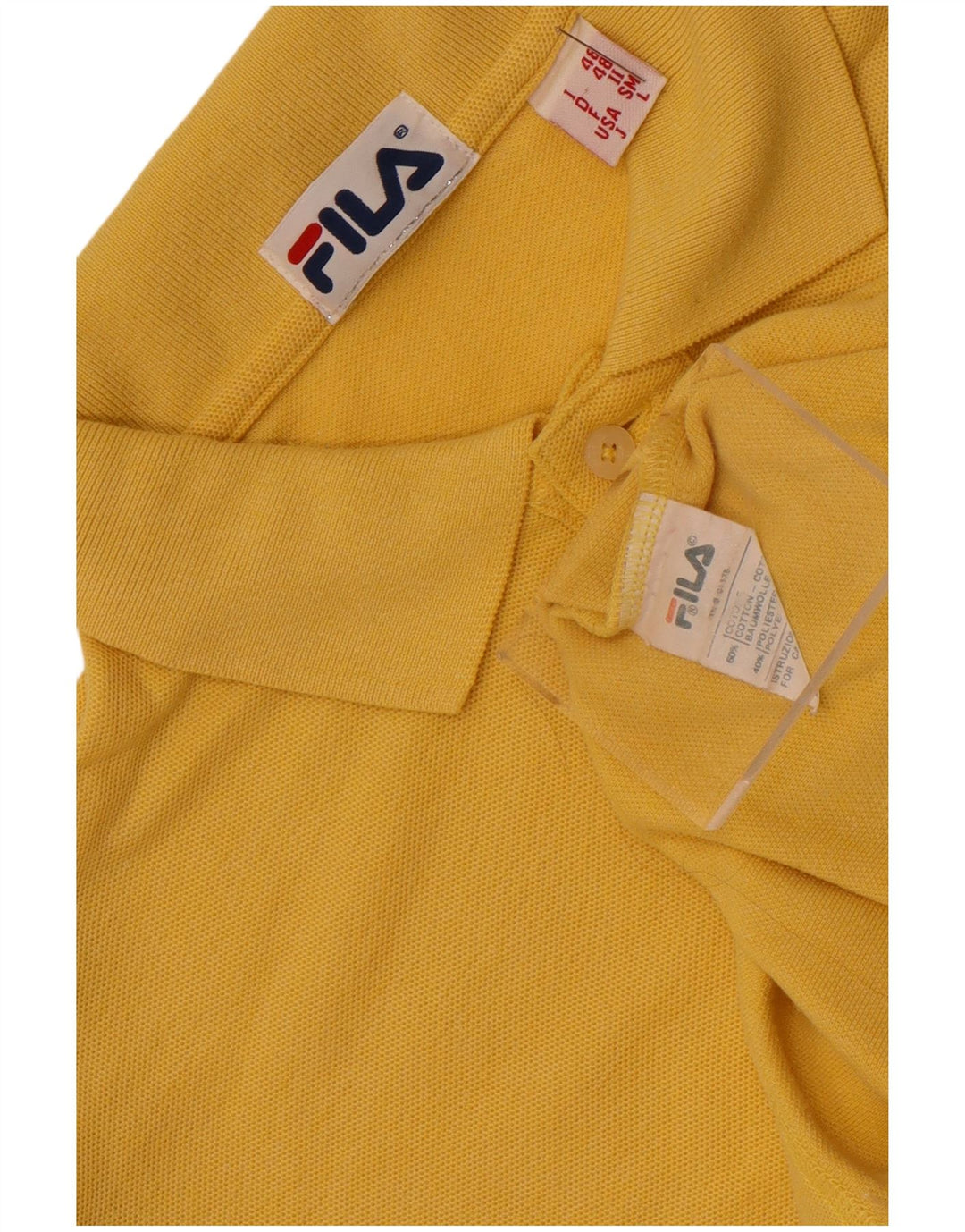Polo da uomo a maniche lunghe Fila Small in cotone giallo