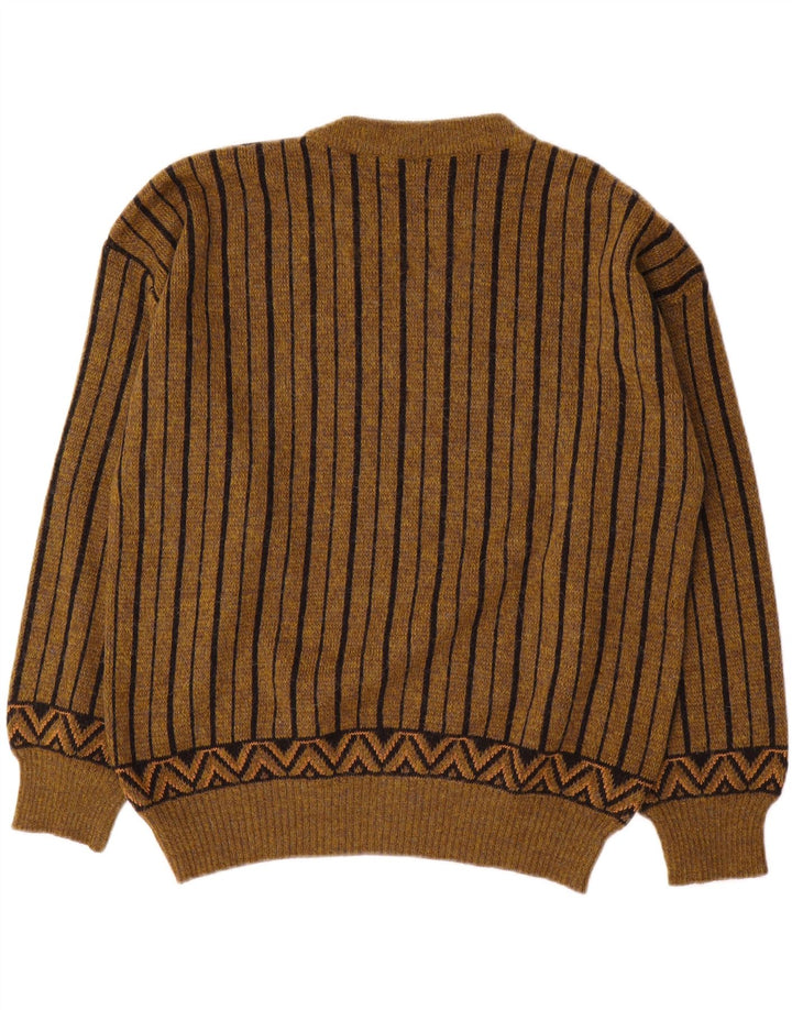 Maglione maglione girocollo da uomo Lasa Lana geometrica marrone medio