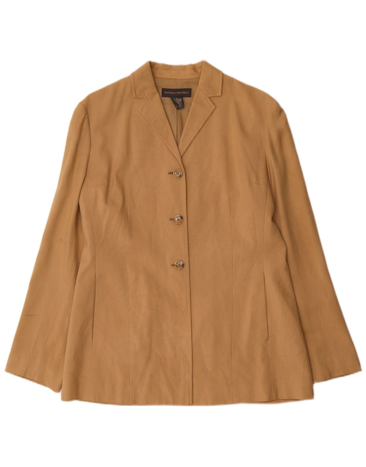 Giacca blazer a 3 bottoni da donna Banana Republic UK 8 piccola seta beige