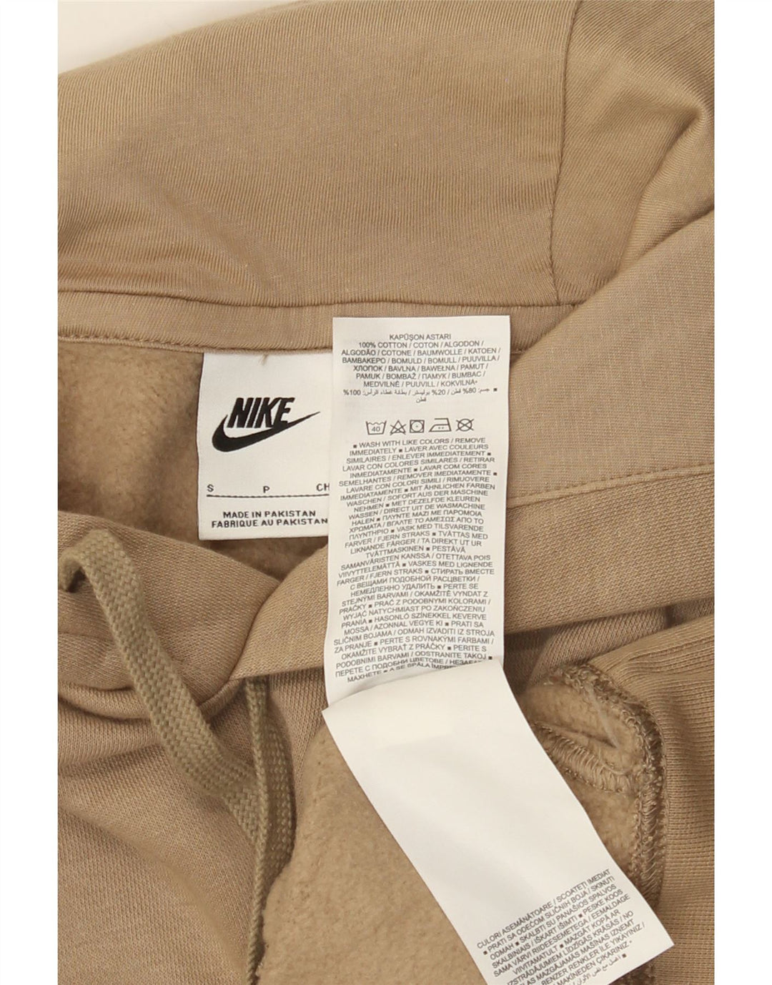 Felpa con cappuccio da uomo Nike Small in cotone beige