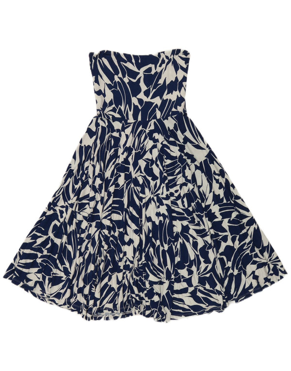 Abito senza spalline da donna in velluto menta UK 8 Piccola viscosa floreale blu