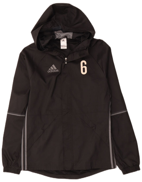 Adidas Giacca antipioggia con cappuccio grafico da uomo UK 36 Small Poliestere nero