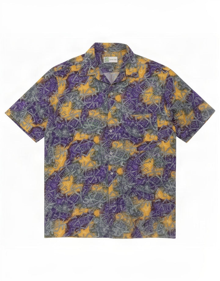 Camicia vintage da uomo a maniche corte grande floreale multicolore