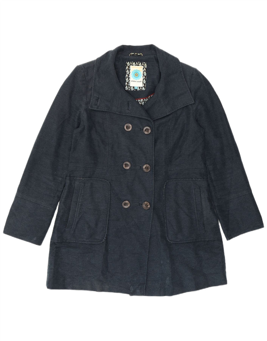 Cappotto doppiopetto da donna White Stuff UK 14 Cotone medio blu navy