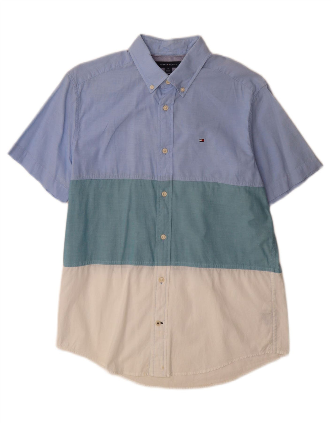 Camicia da uomo a maniche corte personalizzata Tommy Hilfiger Colorblock blu medio