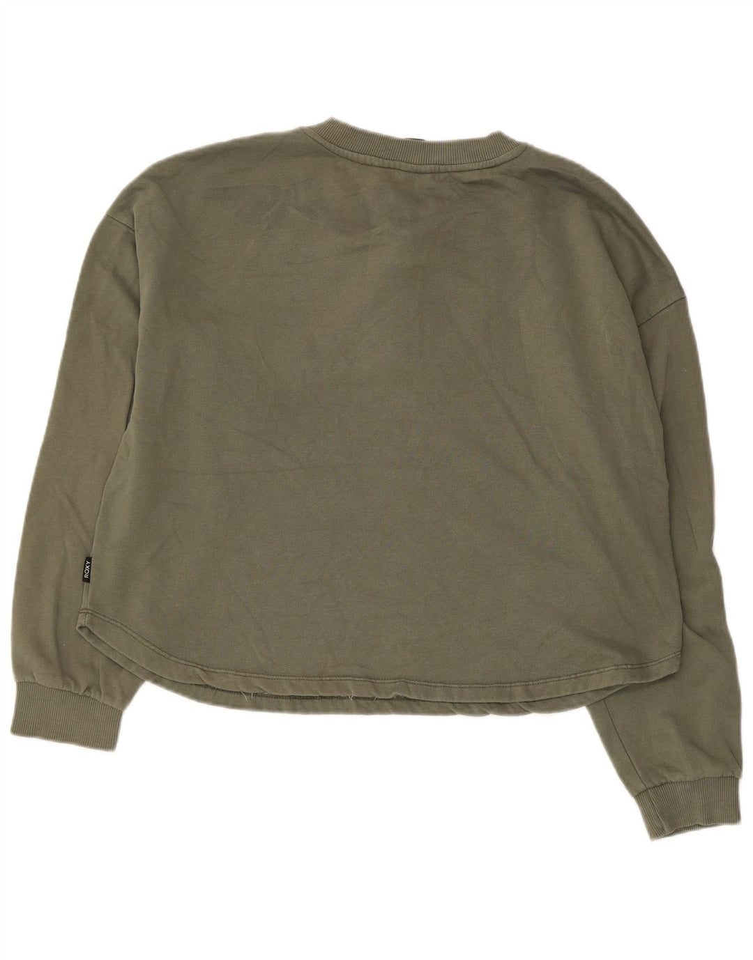 Felpa da donna con collo con bottoni Roxy, maglione UK 16, grande cotone kaki
