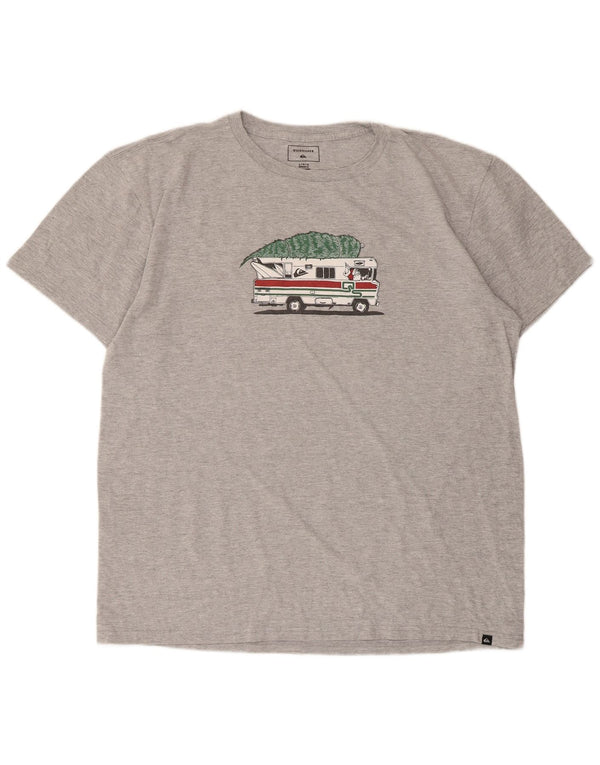 T-shirt grafica da uomo con vestibilità regolare Quiksilver, maglietta grande in cotone grigio natalizio