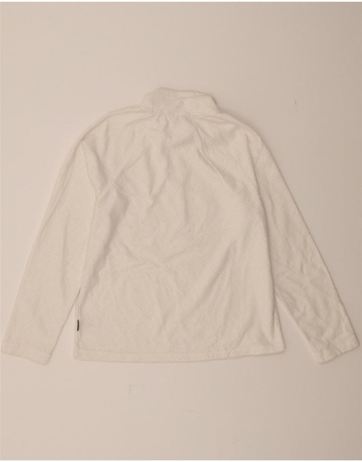 EDDIE BAUER Womens Fleece Jumper UK 14 Medium White Argyle/Diamond Vintage Eddie Bauer and Second-Hand Eddie Bauer from Messina Hembry 