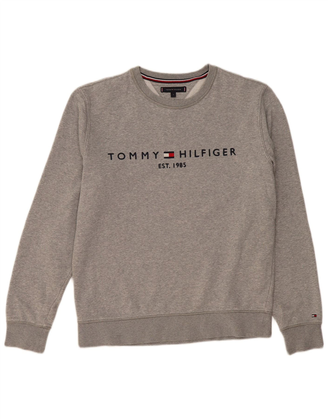 Tommy Hilfiger Felpa grafica da uomo Maglione grande cotone grigio