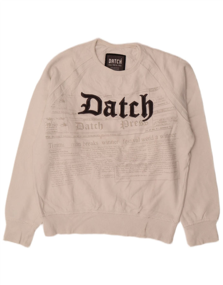 Felpa grafica da uomo Datch, maglione, cotone bianco medio