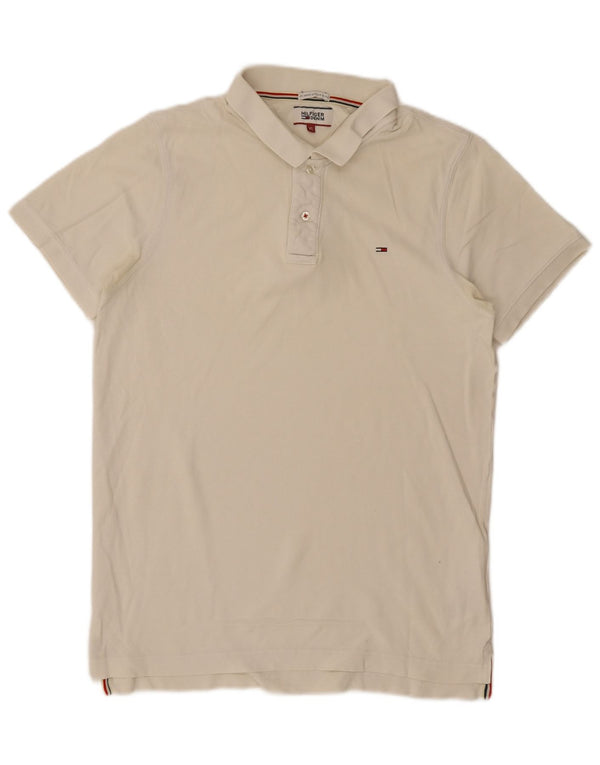 Polo da uomo Tommy Hilfiger XL in cotone bianco sporco