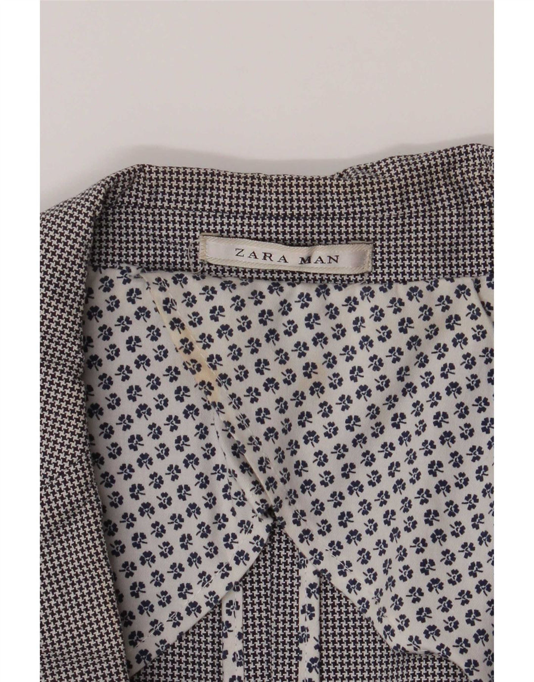 Giacca blazer da uomo a 2 bottoni Zara UK 40 grande cotone pied de poule grigio