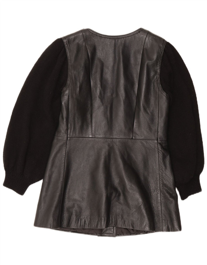 Giacca in pelle vintage da donna UK 12 media nera