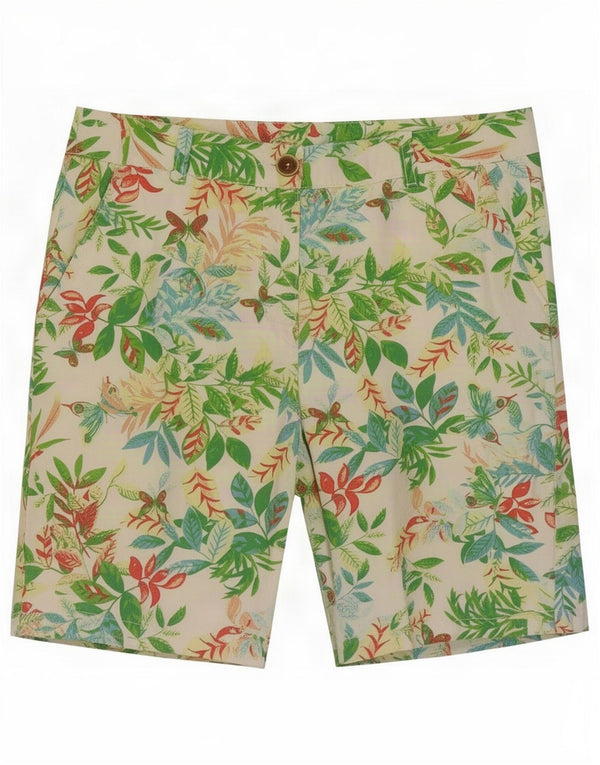 Pantaloncini chino da donna Benetton UK 12 Medium W32 Cotone floreale multicolore