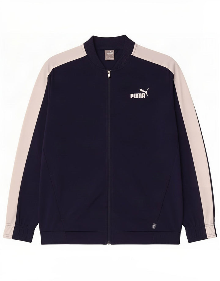 Giacca da tuta da uomo Puma Medium in poliestere color block blu navy