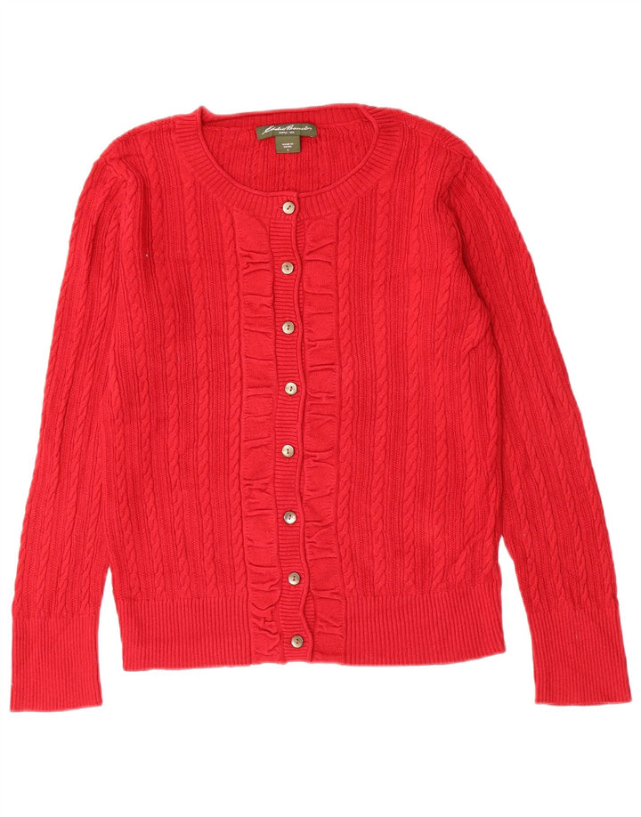 Maglione cardigan da donna EDDIE BAUER UK 10 piccolo cotone rosso