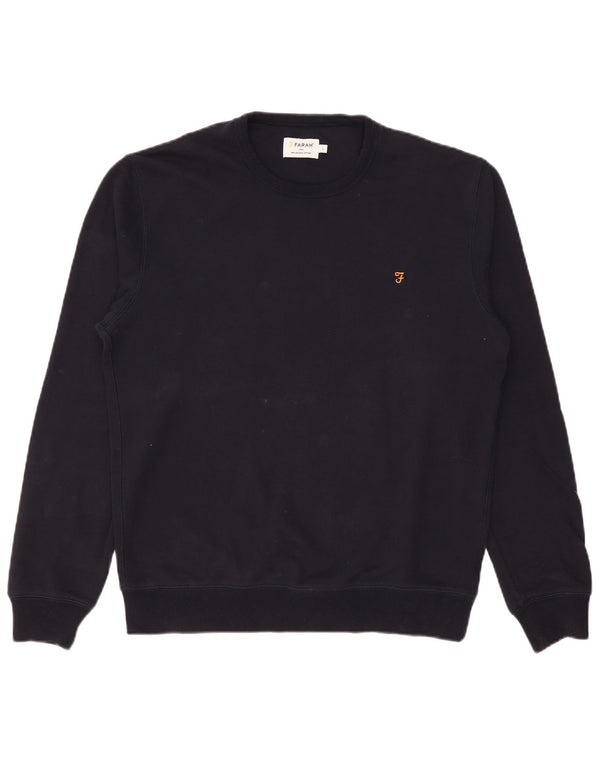 Felpa da uomo Farah Maglione grande in cotone blu navy
