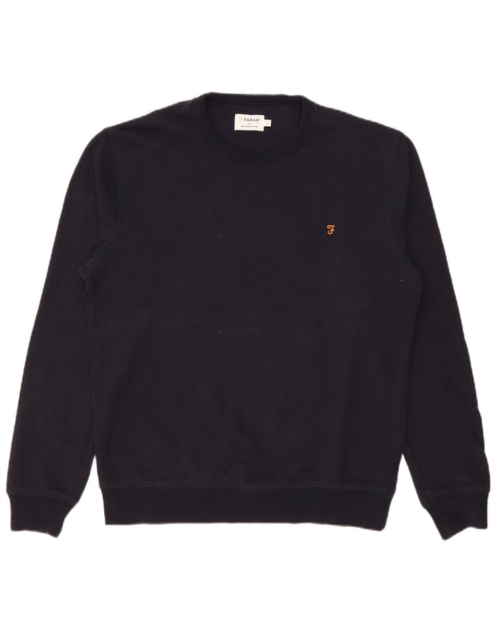 Felpa da uomo Farah Maglione grande in cotone blu navy