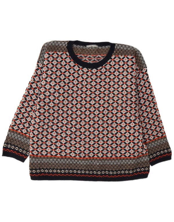 Maglione maglione con scollo a barca da donna Marks & Spencer UK 20 2XL Rosso geometrico