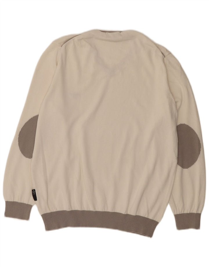 Maglione da uomo con scollo a V Emporio Armani grande bianco