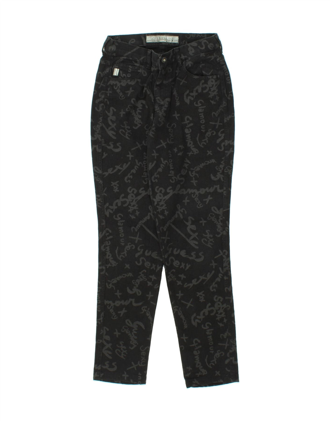 GUESS Womens Graphic Slim Jeans W28 L29 Black Cotton Vintage Guess and Second-Hand Guess from Messina Hembry 